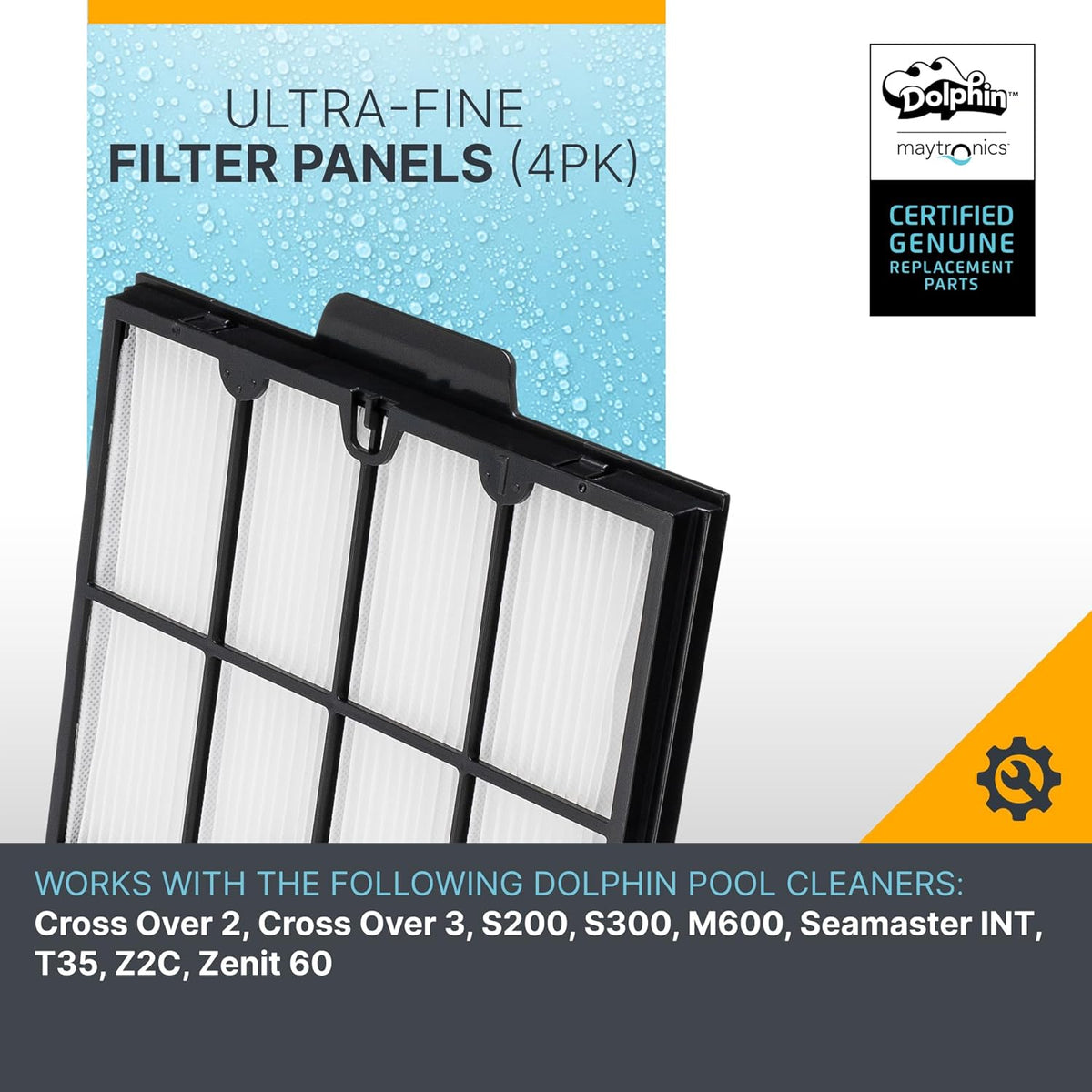 Dolphin Genuine Replacement Part — Ultra-Fine Filter Panels (4PK) — Part Number 9991467-ASSY