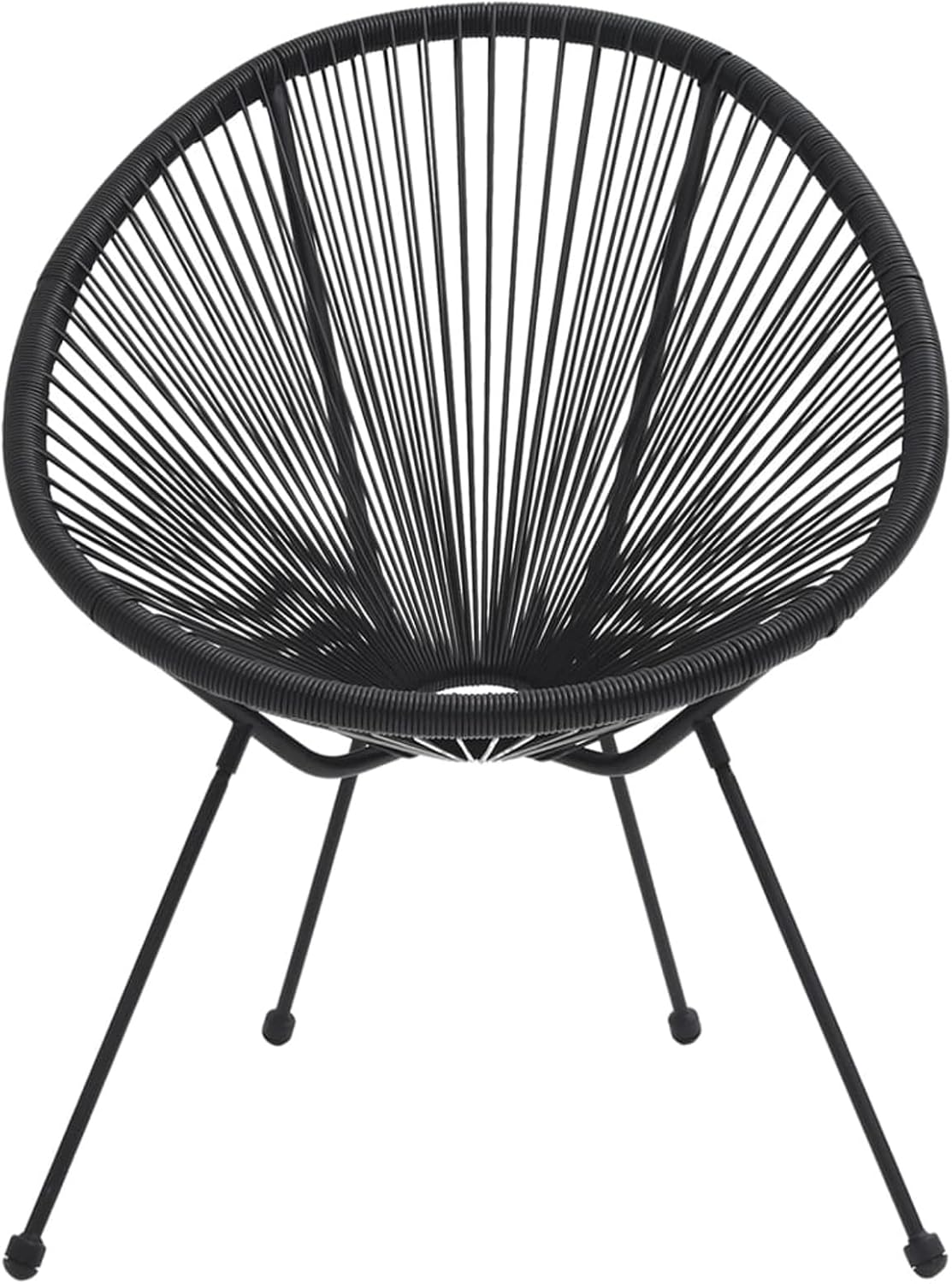Round Garden Chair Set of 2 Black Rattan Garden Chairs Relax Garden Chair Outdoor Chair - QUORE