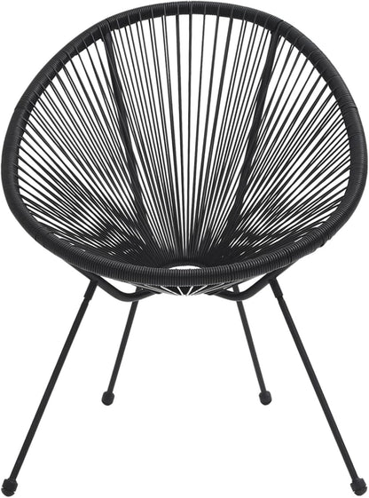 Round Garden Chair Set of 2 Black Rattan Garden Chairs Relax Garden Chair Outdoor Chair - QUORE