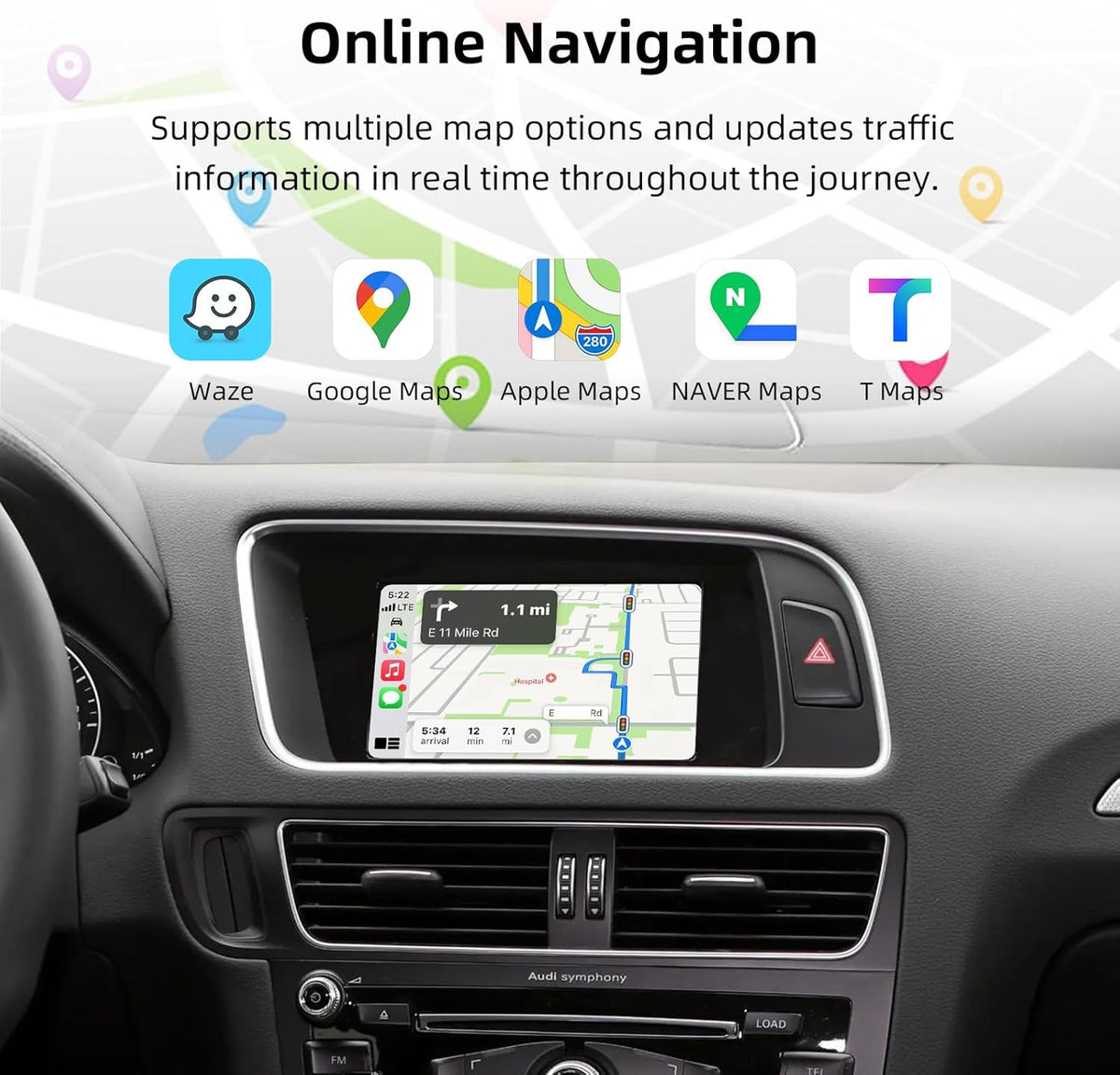 Draadloze CarPlay & Android Auto Retrofit Kit – CarPlay Adapter – Android Auto Interface – OEM Upgrade Module – MMI 3G Decoder – Plug & Play Installatie – WLAN & Bluetooth Connectiviteit