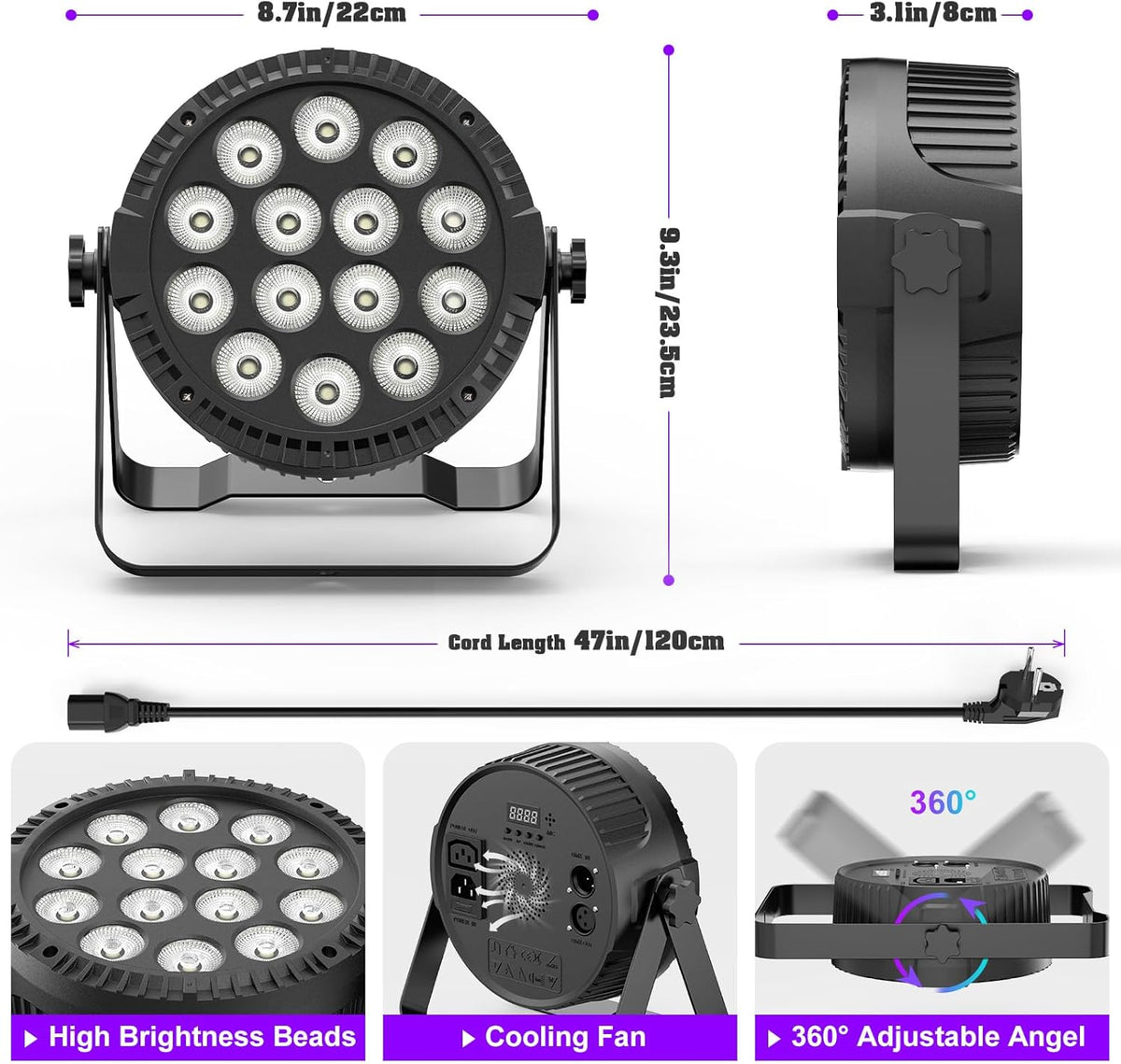 4 stuks led per schijnwerper podiumlicht met tas, 84 W RGBW DMX disco feestlicht met afstandsbediening automatische master-slave geluidsmodi voor DJ bar bruiloft Halloween Kerstmis