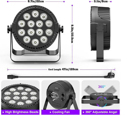 4 stuks led per schijnwerper podiumlicht met tas, 84 W RGBW DMX disco feestlicht met afstandsbediening automatische master-slave geluidsmodi voor DJ bar bruiloft Halloween Kerstmis