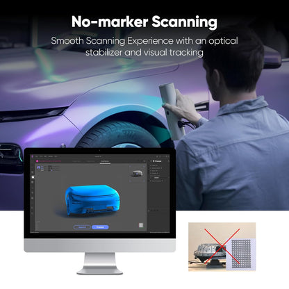 3DMakerpro Lynx 3D-scanner van 0,1 mm nauwkeurigheid en 10 fps scansnelheid, draagbare 3D-scanner voor 3D-printmodellen, ontwerp met intelligent grootschalig uitlijningsalgoritme - standaardpakket