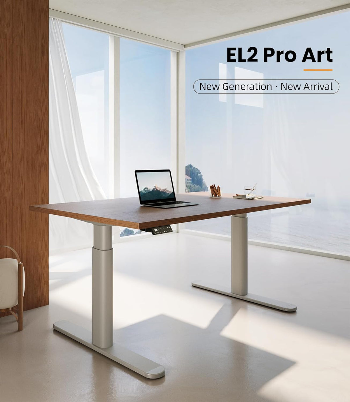 MAIDeSITe EL2 Pro Art Height Adjustable Desk Frame, Oval Leg Design, Electric Height Adjustable Table Frame, Double Motor, Load Capacity 180 kg, with 4 Memory Control and - QUORE
