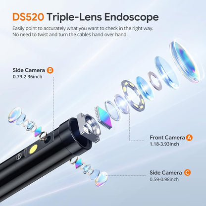 DEPSTECH endoscoopcamera met 3 lens, 15 m, 5 inch IPS-scherm, 1080p industriële endoscoop, buiscamera, kanaalcamera, IP67 waterdichte inspectiecamera voor afvoerbuizen