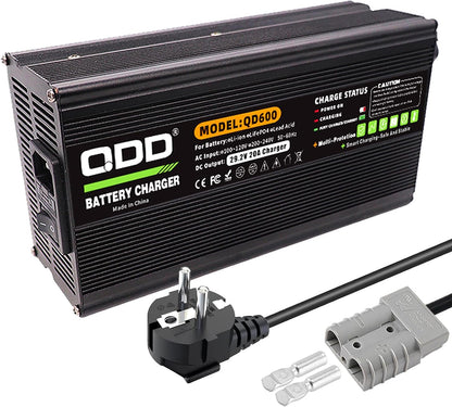 LiFePO4 Acculader – Batterijlader – Oplader – Accuvoeding – 24V Lader – 20A Laadstroom – Aluminium Behuizing Met Veiligheidsbescherming