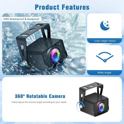 Achteruitrijcamerasysteem met dubbele achteruitrijcamera, 7 inch monitor 2 split-beeldscherm, waterdicht, nachtzicht HD, achteruitrijcamera's auto voor vrachtwagen, camper, trailer, auto, 12 V