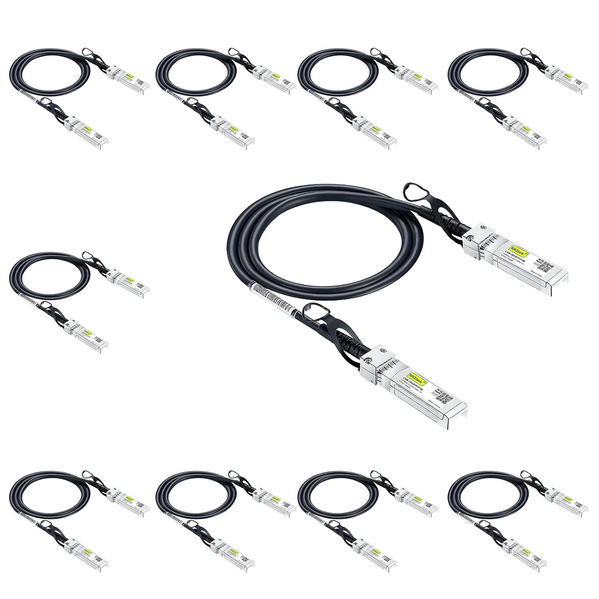 10Gtek [10 Pack] 10G SFP+ DAC Cable 0.5-Meter(1.6ft) - 10GBASE-CU Passive Direct Attach Copper Twinax SFP Cable for Cisco SFP-H10GB-CU0.5M, Netgear, D-Link, Mikrotik, ZTE and More