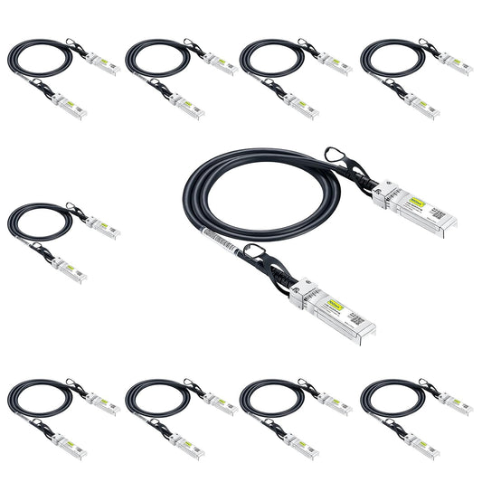 10Gtek [10 Pack] 10G SFP+ DAC Cable 0.5-Meter(1.6ft) - 10GBASE-CU Passive Direct Attach Copper Twinax SFP Cable for Cisco SFP-H10GB-CU0.5M, Netgear, D-Link, Mikrotik, ZTE and More