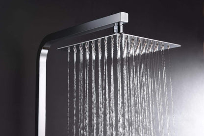Verstelbare Douche-Rail – Douche-Stang – Regendouche – Douchekop – Handdouche – Vierkante 20 cm Douchekop – Verstelbare Lengte 87-133 cm – Messing Met Chroomafwerking