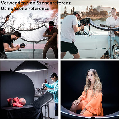 Selens 4-in-1 reflector, 60 x 180 cm, U-vorm, gebogen reflectoren, instelbare lichtdiffuser, met zwart/wit/goud/zilveren reflectors, draagtas voor fotografie, fotostudio, portret, catch light