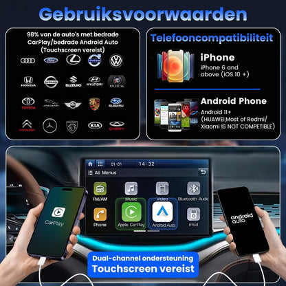 CarlinKit Android 13 CarPlay AI Box, draadloze CarPlay en draadloze Android Auto Adapter voor bedrade CarPlay auto's, RAM 4G+ROM 64G, Carlinkit Tbox S2 Ondersteuning PlayStore Apps Downloaden, Netflix