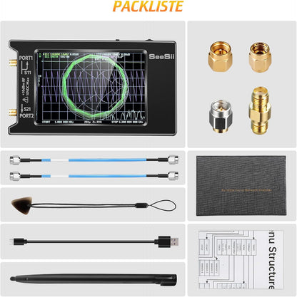 Seesii LiteVNA Vector Netwerk Analyser, Verbeterde 4 inch Antenne Analyser 50kHz-6.3GHz met MicroSD Slot, Meting Smith Chart S Parameter HF VHF UHF SWR Fase Vertraging