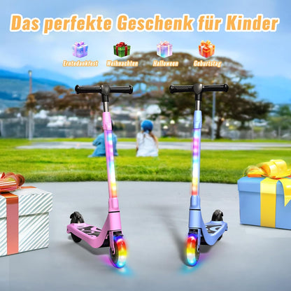 TST E-step voor kinderen van 6 tot 10 jaar, 5,3 inch (13,5 cm) met knipperende ledlampen en 3 instelbare hoogtes, 45 W motor, max. 10 km/u, maximale belasting 70 kg, elektrische step