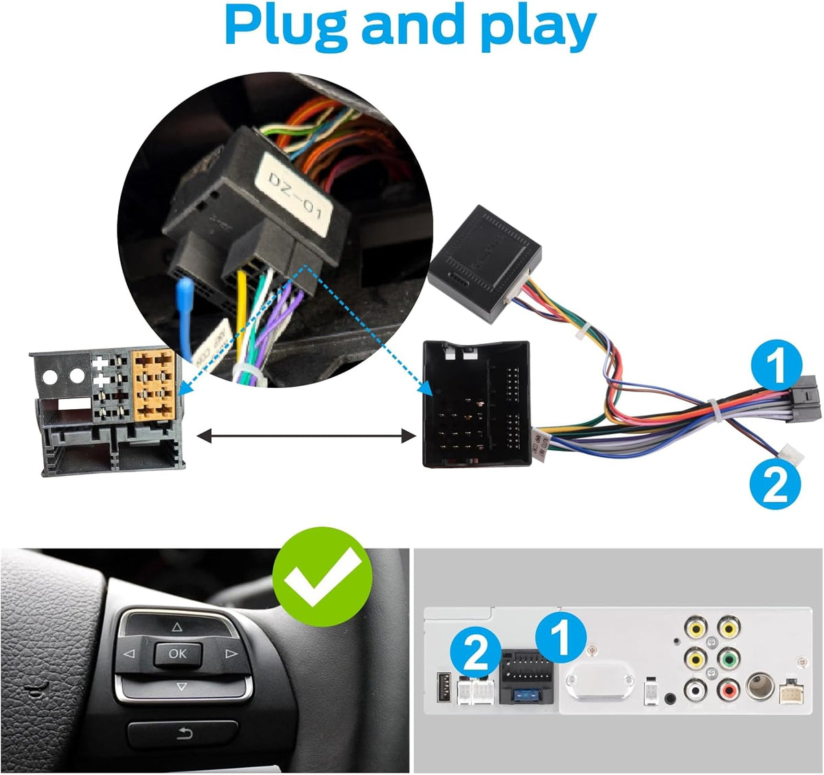 Autoradio – Auto Radio – Car Audio – 1-DIN Radio – Bluetooth – Snelle Linux Boot – Draadloze CarPlay & Android Auto
