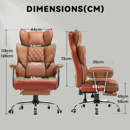 GTPLAYER Ergonomic Gaming Chair, Adjustable Gaming Chair, Office Chair with Footrest, Adjustable Backrest for Work and Play Leatherette, Brown - QUORE