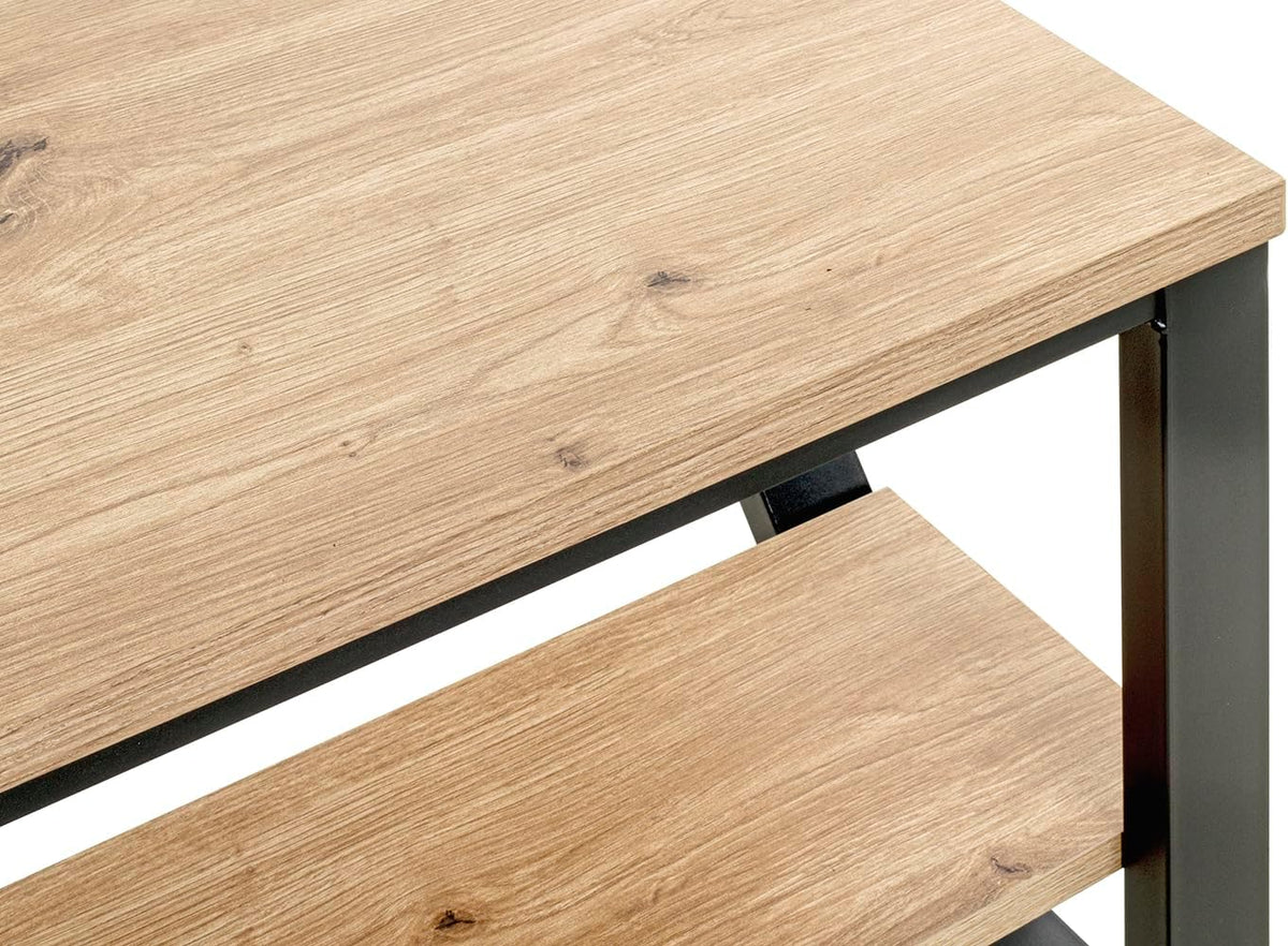 HAKU Bijzettafel eiken, zwart, MDF, metaal - Maat: B 55 cm x H 48 cm x D 55 cm, Stijl: Modern
