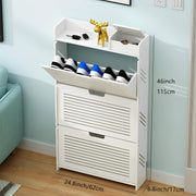 Shoe cabinet - Shoe bench - Shoe rack - Shoe cabinet with concealed handle drawers - Space saving - Dustproof - White