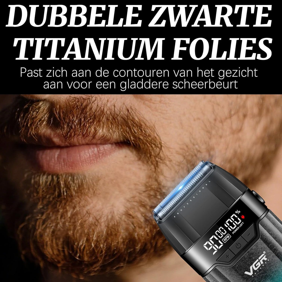 VGR 640 S3 Tondeuse voor Mannen, Oplaadbare Haarknipset, Professionele Fade Trimmer en Foil Scheerapparaat Set, Draadloze Haarverzorgingsmachine met LED Display voor Barbers en Thuisgebruik, Groen