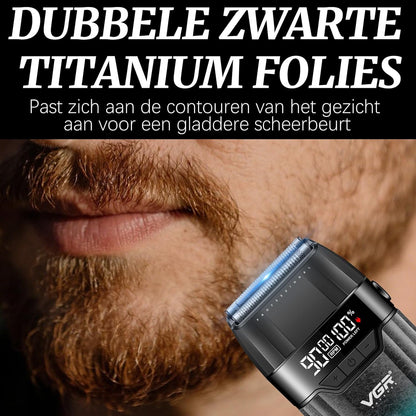 VGR 640 S3 Tondeuse voor Mannen, Oplaadbare Haarknipset, Professionele Fade Trimmer en Foil Scheerapparaat Set, Draadloze Haarverzorgingsmachine met LED Display voor Barbers en Thuisgebruik, Groen