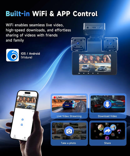 Dashcam – Autocamera – Auto Camera – Rijcamera – Quad-Camera – 2K Voorcamera + 3x1080P – Nachtzicht & 24-Uurs Parkeerbewaking