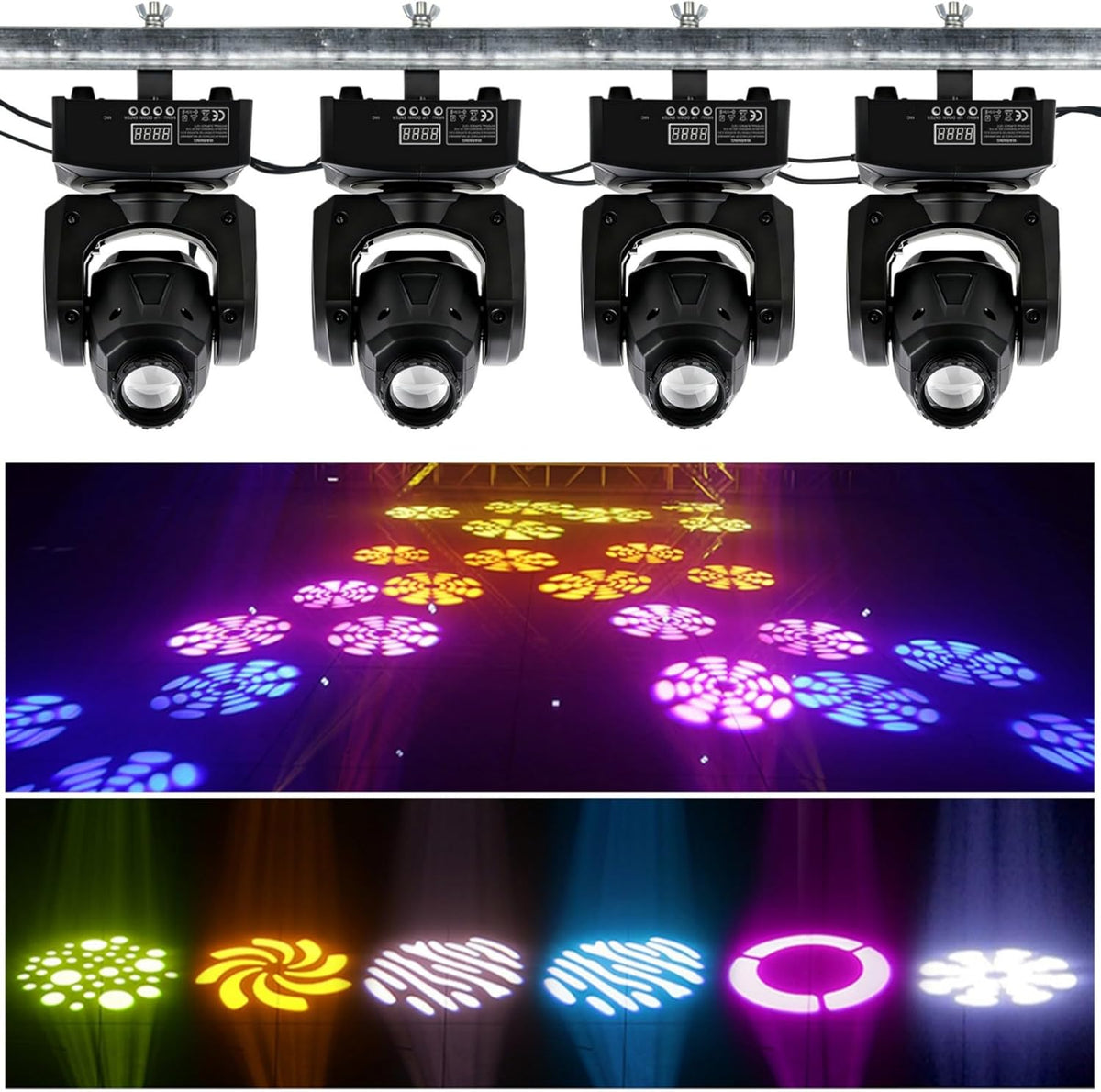 Discolamp – Moving Head Licht – DJ Lamp – Feestverlichting – Podiumverlichting – 7 Gobo Patronen – DMX512, Muziekgestuurd