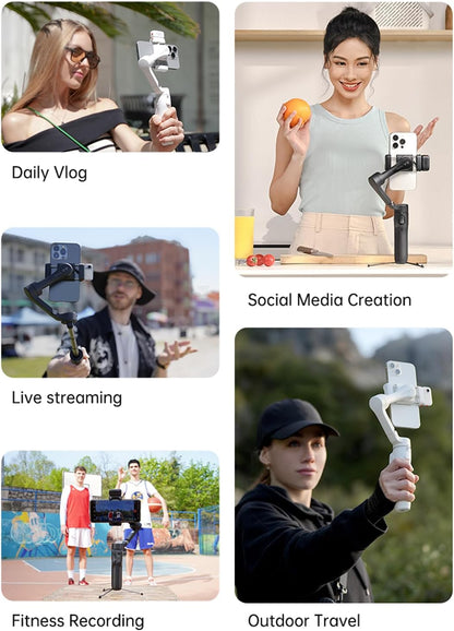 hohem iSteady V3 Gimbal stabilisator voor smartphone, AI-tracker, magnetisch vullicht, afneembare afstandsbediening, geïntegreerde statiefverlengstang, verbeterde