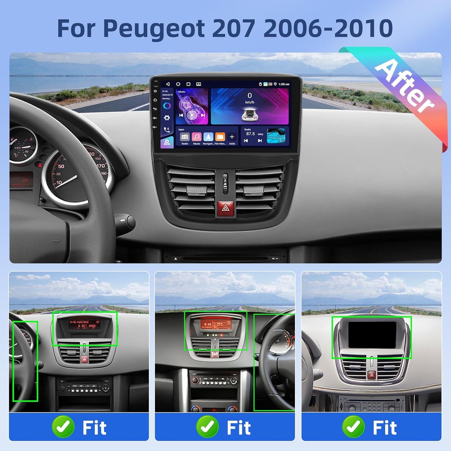 Autoradio – Auto Radio – 1-DIN Autoradio – Multimedia Radio – DAB+ Radio – Android 15 Systeem – 9 Inch HD Touchscreen
