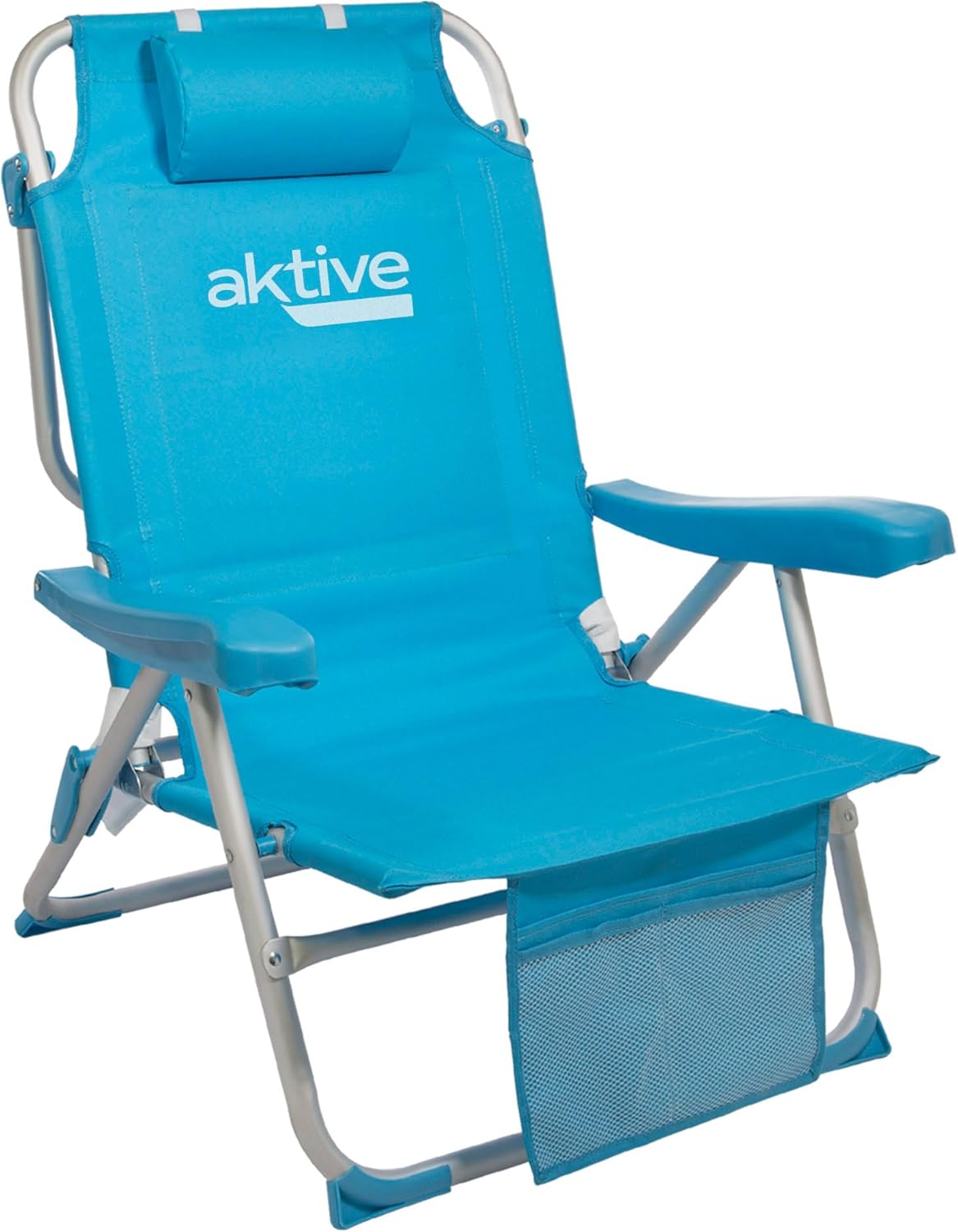 AKTIVE Set van 2 klapstoelen, verschillende posities, voor strand, tuin, terras of camping, 5 posities, 49 x 58 x 80 cm, zithoogte 27 cm, kantelbeveiliging, belastbaar tot 100 kg, met handgrepen