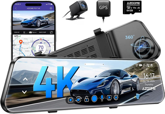 Spiegel Dashcam Met Achteruitrijcamera – Achteruitkijkspiegel Dashcam – Autocamera – Dashboardcamera – Dual Dashcam – 12 Inch IPS-Touchscreen – 4K Voor + 1080P Achter