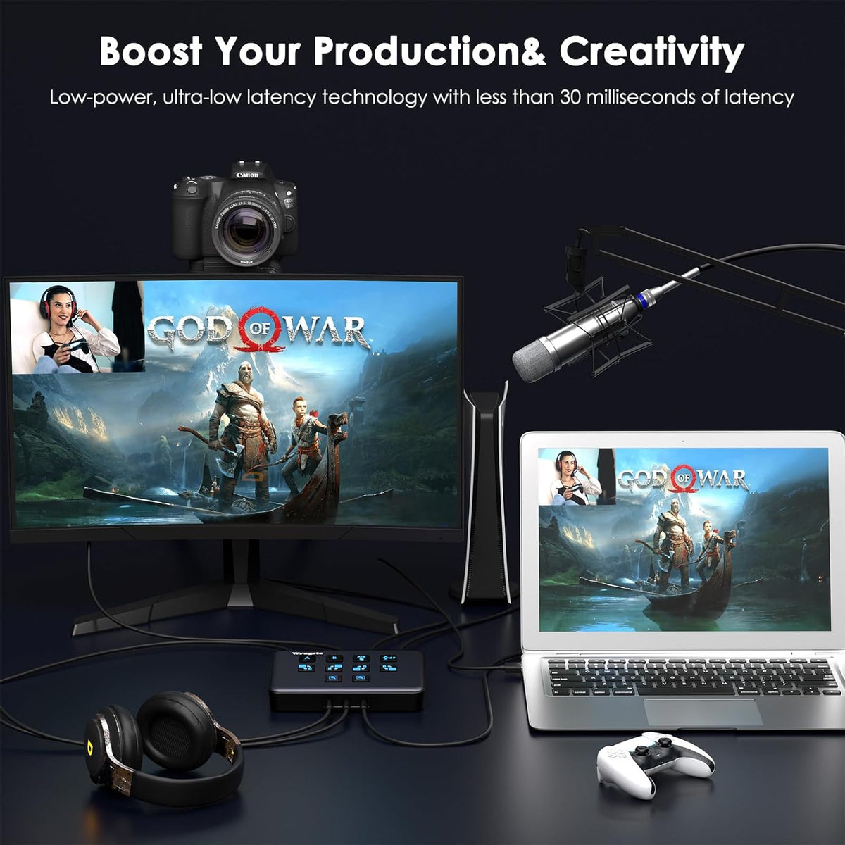 Wrugste Dual Channel HDMI USB3.0 Video Capture Card, 1080p60fps Video Loopout en Capture, 30ms Ultra Low Latency, Streaming en opnemen op PS4/5, Switch, OBS en meer voor pc en Mac