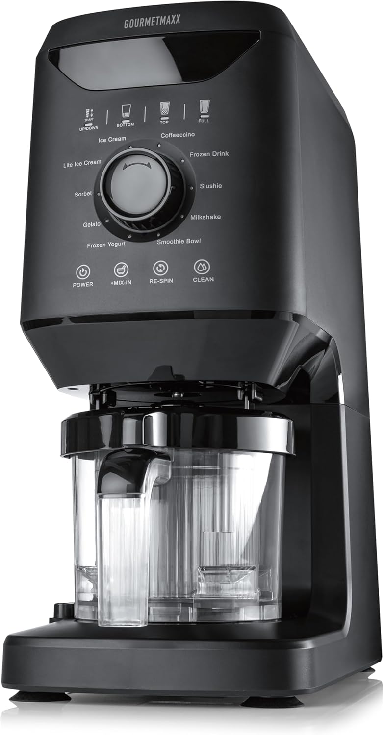 GOURMETmaxx SmoothUp ijsmachine, 800 watt, 10 programma's, incl. mix-in-functie, ijsmachine, slushies en ijs zelf maken, led-display, inclusief 2 bekers