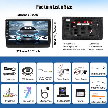 OiLiehu 2G + 64G Android 15 autoradio 2Din CarPlay Android Auto voor Ducato 2010/Citroen Jumper/Peugeot Boxer Autoradio met scherm 9 inch met Bluetooth/SWC/FM RDS/WiFi/GPS/achteruitrijcamera/EQ