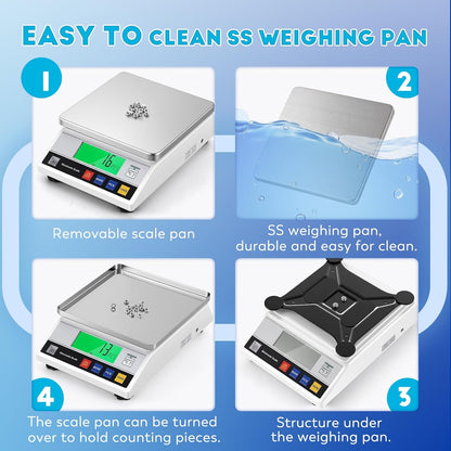 Wetenschappelijke analytische weegschaal met hoge precisie 0,1 g digitale elektronische intelligente laboratoriumweegschaal met tel- en tarrafunctie, ideaal voor laboratorium/sieraden (10 kg)