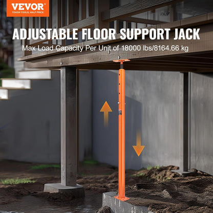 VEVOR House Floor Jack, 56"-100" Height Range, 18000lbs Max Load Capacity, Adjustable Support Beam Basement Jack Post for Leveling, Lift Support Steel Telescopic Jack for Temporary