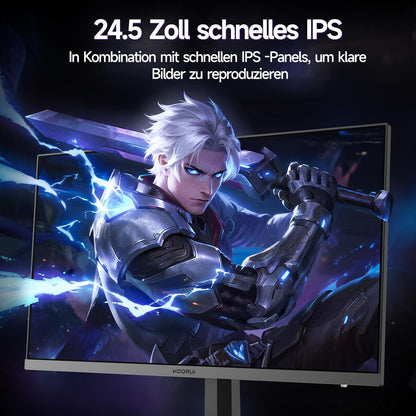 KOORUI 24 Zoll Gaming Monitor,Full HD 240Hz Bildschirm,24.5 1920 x 1080 Rapid IPS Panel,Oc to 260Hz,DisplayPort 1.4 & HDMI 2.0,HDMI 2.0 Cable,HDR400,Schwarz - QUORE