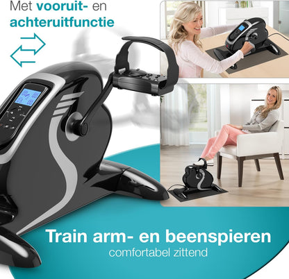 ELONEO Mini Hometrainer Fiets - 2in1 Arm en Been Oefenapparaat Zittend, Gemotoriseerd, 12 Snelheidsinstellingen, LCD-Display, Zittende Trainer voor Thuis, Sofa, of Onder Bureau