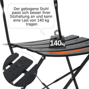 Tuinstoelen - Tuinmeubelen - 3-Delige - Tuin Eettafelstoelen - Inklapbaar Stoelen & Tafel - Bistroset - Moderne Stijl - Weerbestendig - Stabiel - Ruimtebesparend - Onderhoudsvriendelijk - 59.5 x 72 cm Tafel - 42 x 28.5 x 81 cm Stoel - Zwart
