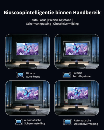 WEMAX Mini Beamer met Google TV & Officieel Netflix - 1080P Full HD Smart Projector (4K Support) - 300 ISO Lumen - Auto Focus & Keystone - Dolby Audio - Draagbare Beamer voor Thuisbioscoop & Gaming
