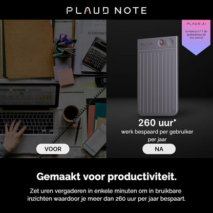 Plaud Note Digitale AI Spraakrecorder voice recorder met AI Transcriptie en samenvattingen audio ondersteunt 112 talen audio recorder voor colleges vergaderingen (Zwarte Hoes met Zwarte Note)