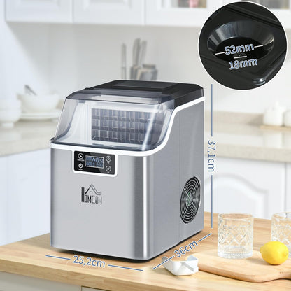 IJsblokjesmachine – IJsblokjesmaker – IJsbereider – Ijsmachine – IJsproducent – Tot 20 kg ijs per 24 uur – RVS behuizing met LCD-display