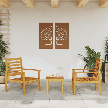 Garden Chair Set of 2 66.5 x 65 x 81 cm Solid Wood Acacia Wood Armchair Lounge Chair Chair for Bedroom - QUORE