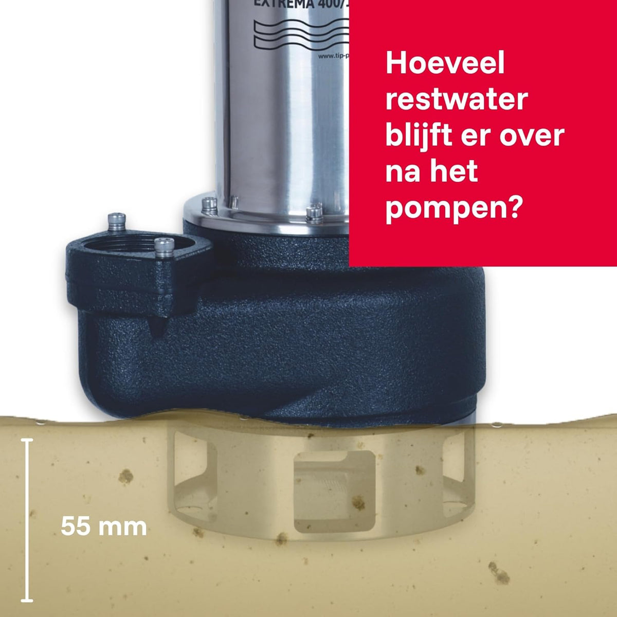 Dompelbare Drainagepomp – Vuilwaterpomp – Afwateringspomp – Tuinpomp – Bouwpomp – 1.500 Watt Motor – Gietijzeren Behuizing en Loopwiel