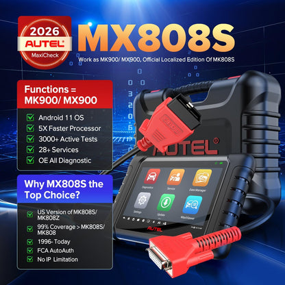 Autel MaxiCheck MX808S Auto Diagnose: 2026 Recenter Dan MK808S MK808BT Pro, Bidirectionele Scanner zoals MK900 MX900 MK900BT, 3K+ actieve tests, 28+ Resetten, Alle Systeem, OS11