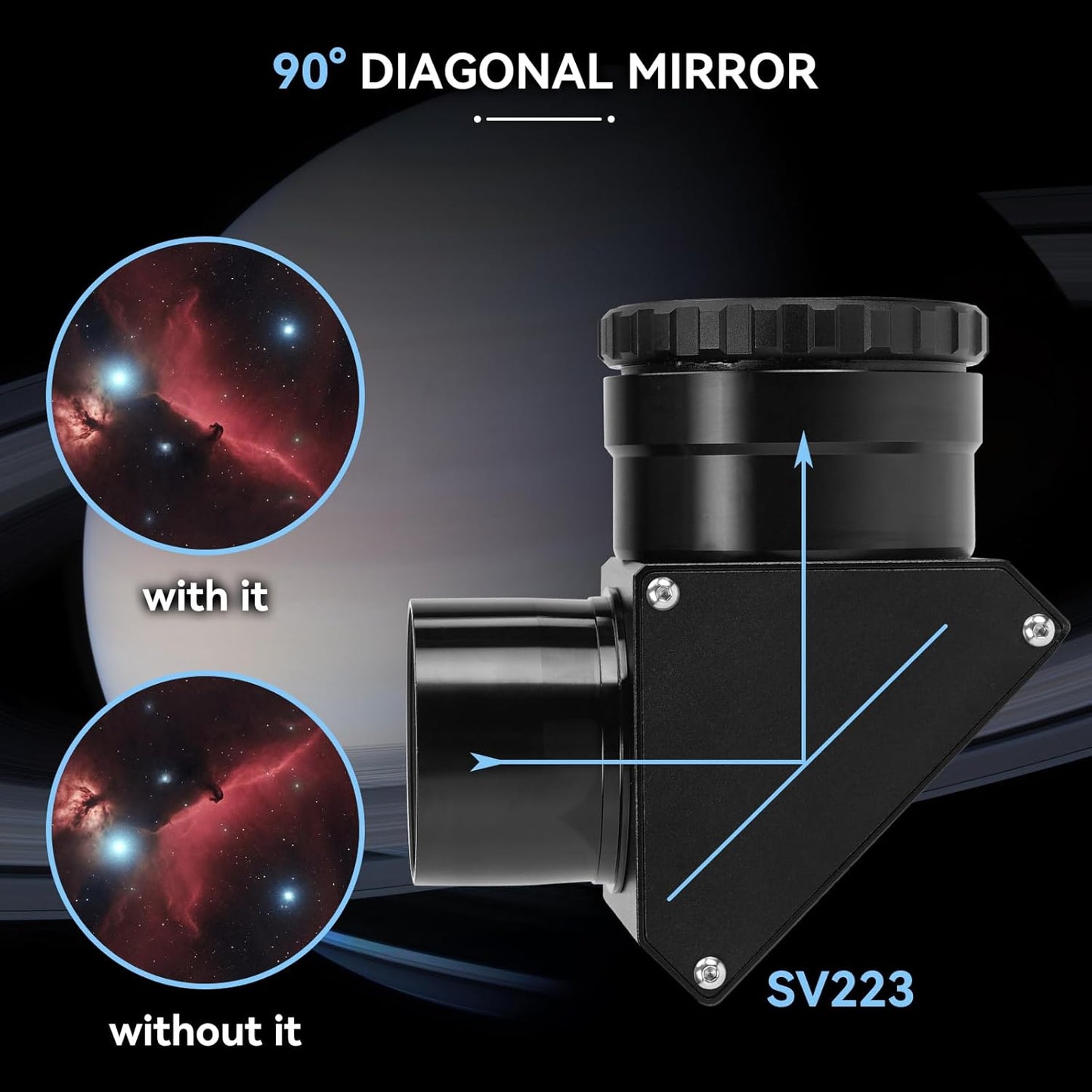 Svbony SV223 Diagonale Spiegel, 2" 90° Sterdiagonaal met 1,25" Adapter en Koolstofvezelmateriaal, 99% Reflectiviteit Zenith Spiegel voor Planetaire Deep Sky Visual
