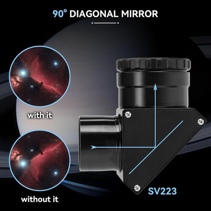 Svbony SV223 Diagonale Spiegel, 2" 90° Sterdiagonaal met 1,25" Adapter en Koolstofvezelmateriaal, 99% Reflectiviteit Zenith Spiegel voor Planetaire Deep Sky Visual