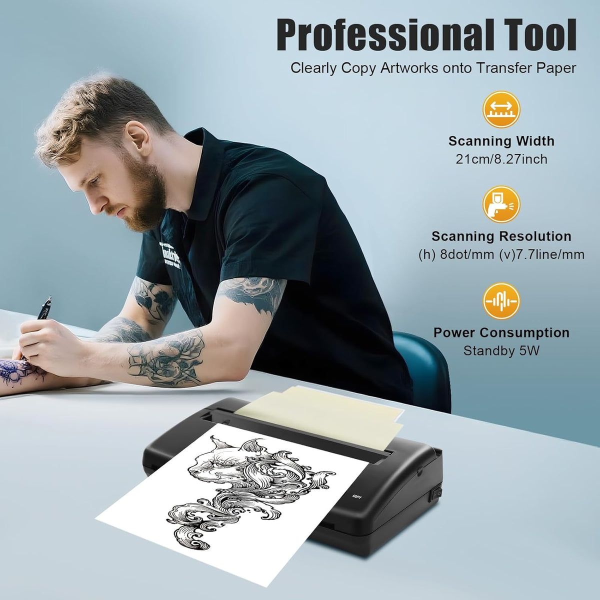 Thermoprinter Tattoo Stencil Printer – Tattoo Transfer Copier – Thermocopier – Temporary Tattoo Machine – Tattoo Transfer Printer – Compact Lichtgewicht – Stil en Oververhittingsbeveiliging