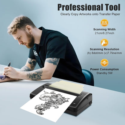 Thermoprinter Tattoo Stencil Printer – Tattoo Transfer Copier – Thermocopier – Temporary Tattoo Machine – Tattoo Transfer Printer – Compact Lichtgewicht – Stil en Oververhittingsbeveiliging