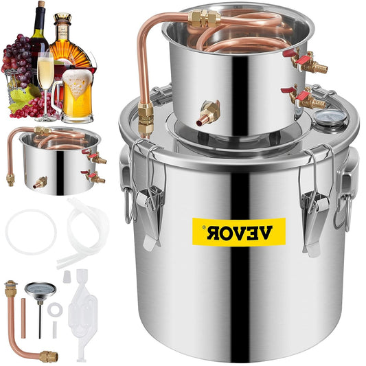 VEVOR Alcohol Still 3Gal/12L Alcohol Distiller Stainless Steel Distillery Kit for Alcohol With Copper Tube Home Brewing Kit Built-in Thermometer for DIY Whisky Wine Brandy - QUORE