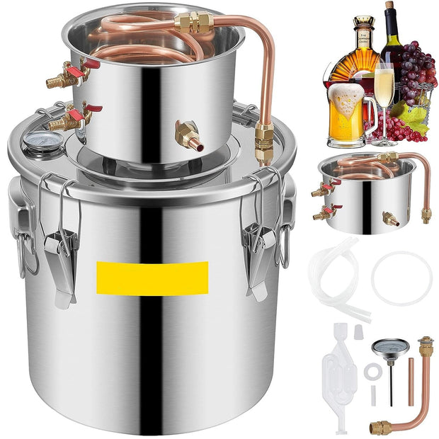 Vevor - Beer Distiller 20L - Manual - Stainless Steel - Versatile Solution for Brewing and Distilling - Silver